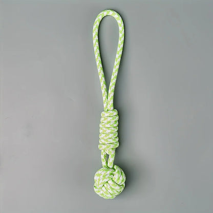 Heavy-Duty Tow Rope Toy for Large Dog Breeds - Thick Woven Rope Ball with Red Striped Fabric