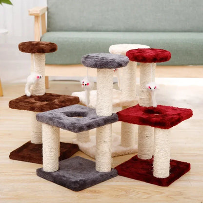 Three-Tiered Cat Scratching Post with Sisal Rope - Tri-Pillar Climbing Frame for Kittens and Cats, Ideal Pet Furniture and Toy