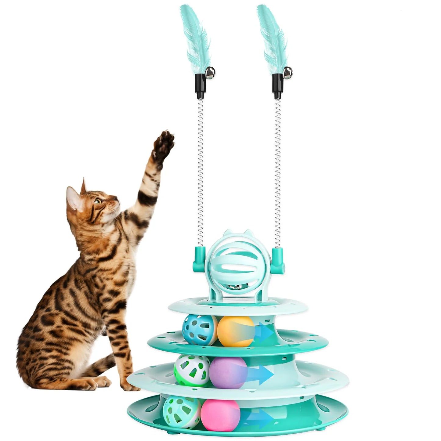 Indoor Cat Interactive Puzzle Toy with Ball Turntable and Sound Features