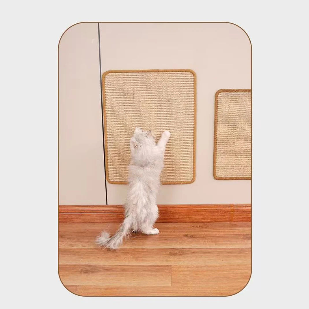 Sisal Cat Scratching Mat and Board - Non-Shedding Wall Sticker, Cat Toy, and Sofa Protector