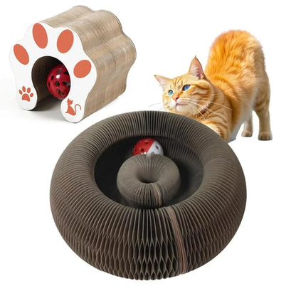 Cat Scratching Board and Interactive Toy - Foldable Recyclable Accordion Cardboard for Indoor Use
