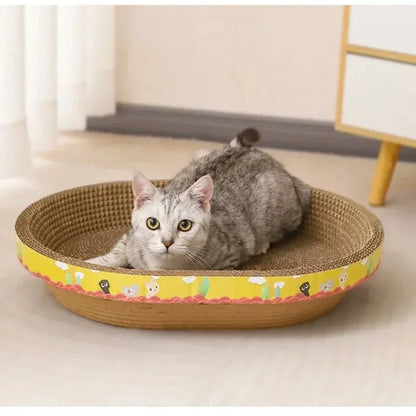 Cat Scratching Board for Furniture Protection - Oval Corrugated Paper Claw Grinding Toy and Cat Nest Accessories
