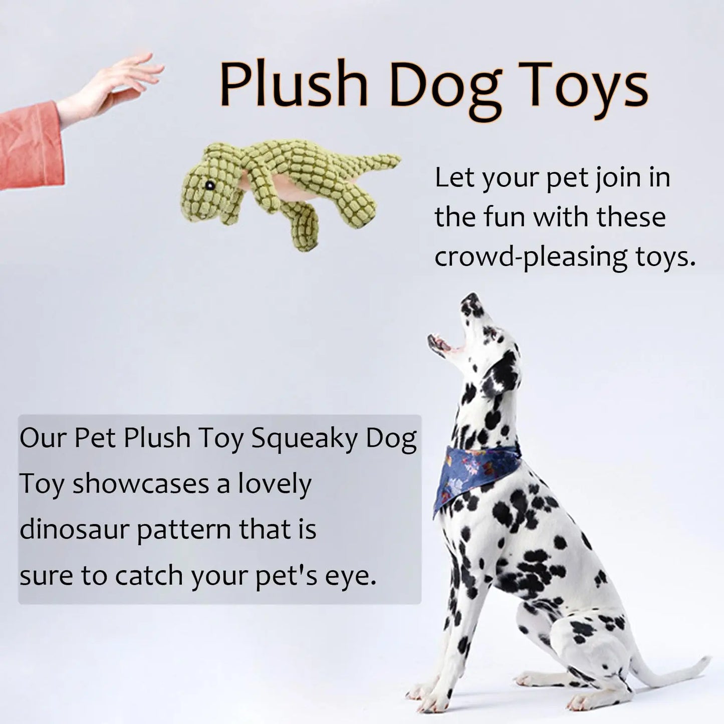 Durable Plush Dinosaur Dog Chew Toys for Small, Medium, and Large Dogs