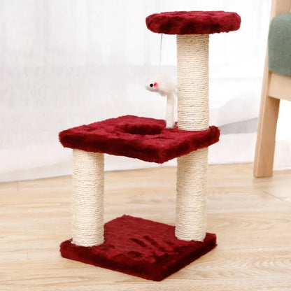 Three-Tiered Cat Scratching Post with Sisal Rope - Tri-Pillar Climbing Frame for Kittens and Cats, Ideal Pet Furniture and Toy