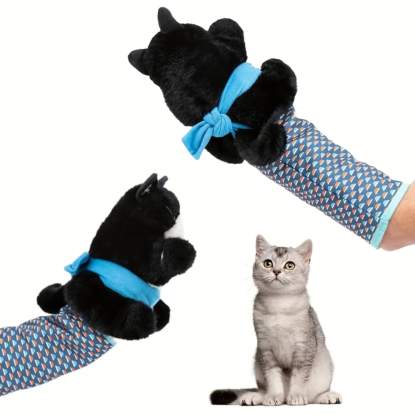 Interactive Cat Wrestling Puppet Toy - Durable Plush Hand Puppet with Sturdy Filling for Safe Play, Featuring Soft and Charming Design