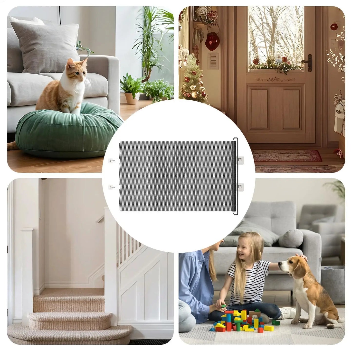 Retractable Pet Safety Barrier - Universal Folding Fence for Pets and Children, Ideal for Stairs