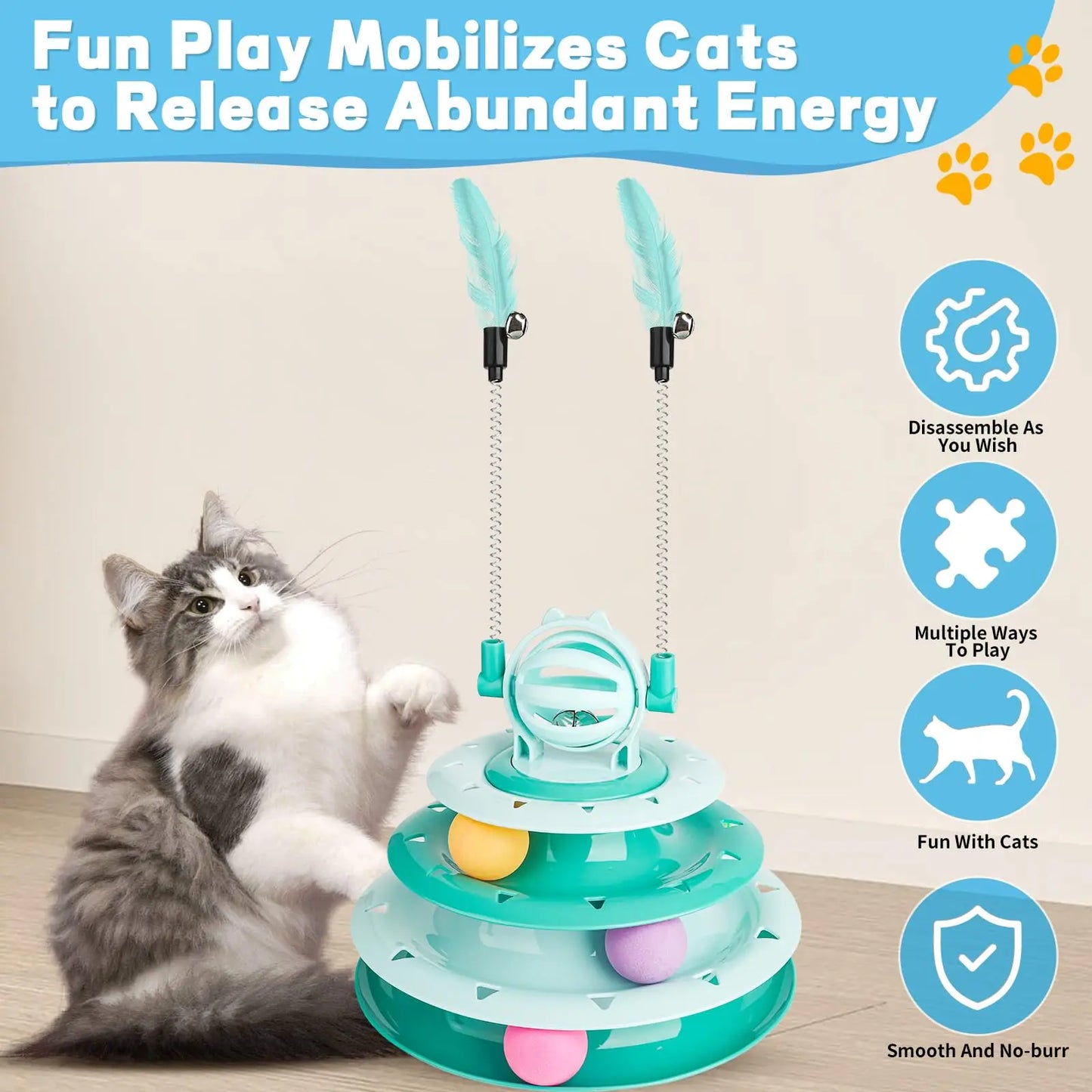 Indoor Cat Interactive Puzzle Toy with Ball Turntable and Sound Features