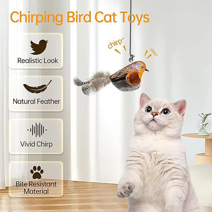 Interactive Indoor Cat Toy with Sounding Catnip Birds - Wall Hanging Teaser for Engaging Play