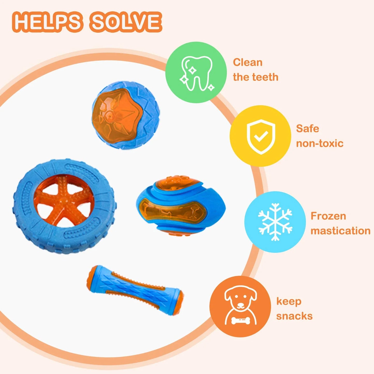 Durable Rubber Dog Chew Toys - Squeaky Interactive Training and Play Toy for Large Dogs with Teeth Cleaning Benefits