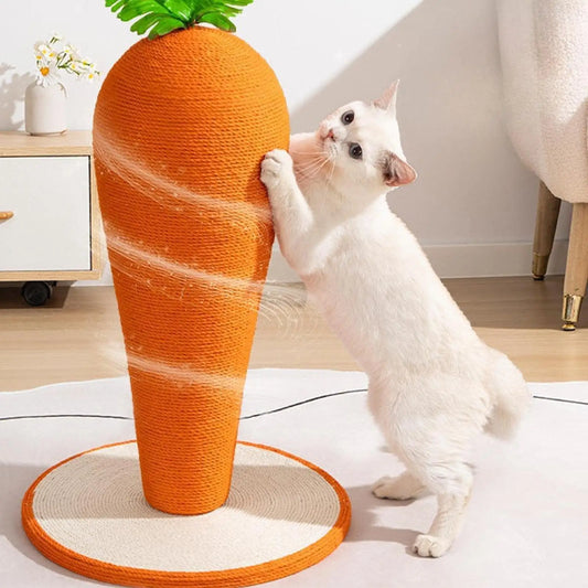 Carrot-Shaped Cat Scratch Post - Freestanding Interactive Scratcher Board for Indoor Cats