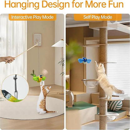 Interactive Indoor Cat Toy with Sounding Catnip Birds - Wall Hanging Teaser for Engaging Play