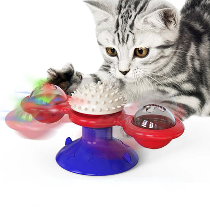 Interactive Windmill Cat Toy - Engaging Puzzle Game with Whirligig Turntable for Kittens and Dental Care Pet Supplies