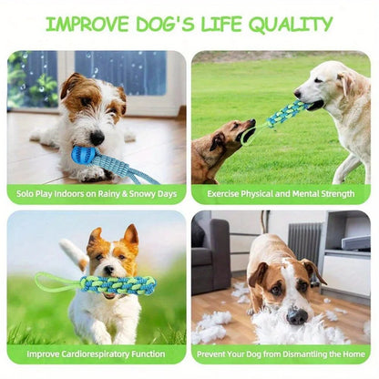 Interactive Cotton Rope and Ball Dog Toys Set - 3 Pieces for Dental Care and Play for Large and Small Dogs
