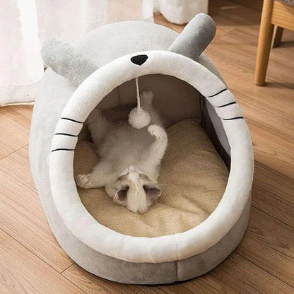 Premium Foldable and Washable Deep Sleep Pet Bed for Cats and Small Dogs - Cartoon Design with Removable Cover