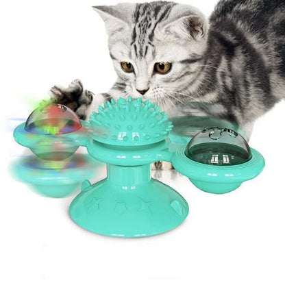Interactive Windmill Cat Toy - Engaging Puzzle Game with Whirligig Turntable for Kittens and Dental Care Pet Supplies