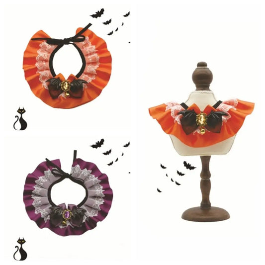 Adjustable Lace Necklace for Cats and Dogs - Creative Halloween Pet Collar and Scarf Accessory