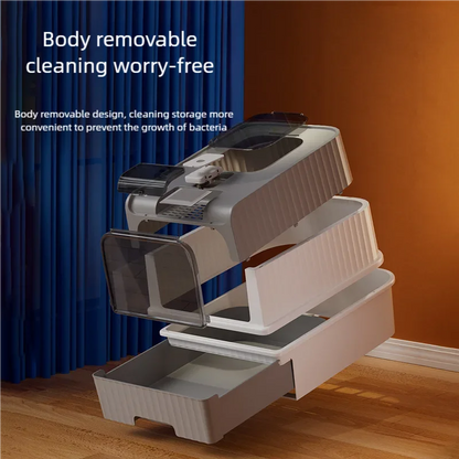 Large Foldable Cat Litter Box with Scoop and Lid, Front Entry/Top Exit Design, Odor Control, Easy to Clean