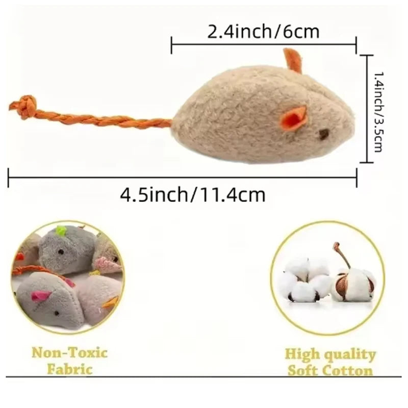 Interactive Plush Rat and Cat Toys Set (3/7 Pieces) - Durable Linen for Safe Indoor Play