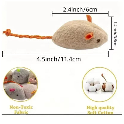 Interactive Plush Rat and Cat Toys Set (3/7 Pieces) - Durable Linen for Safe Indoor Play