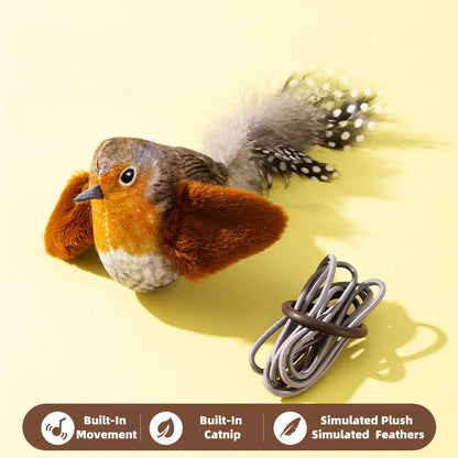 Interactive Plush Cat Toy with Realistic Bird Sounds and Catnip for Indoor Cats and Kittens