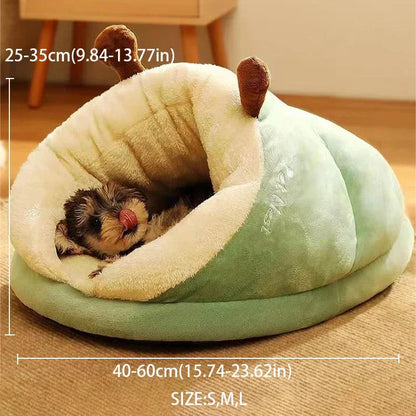 Winter Cozy Small Dog Kennel Bed - Breathable Slippers-Shaped Pet House, Foldable and Washable for Cats and Dogs