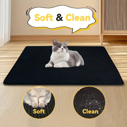 70x120cm Waterproof Double Layer Cat Litter Mat - Effective Litter Trapping and Cleaning Pad for Cats