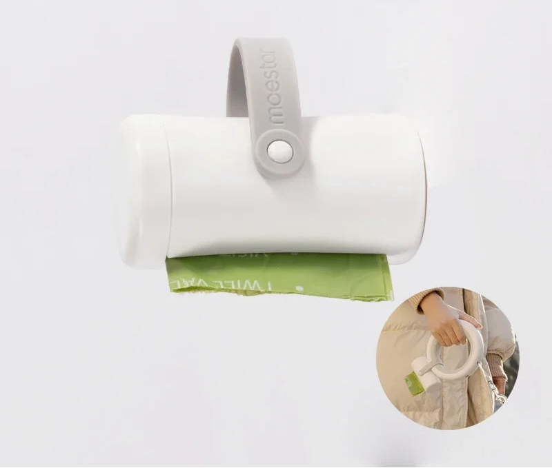 Pet Leash Accessory: Poop Bag Dispenser with Extension Belt for Two Replaceable Bags for Convenient Pet Walking - Moestar