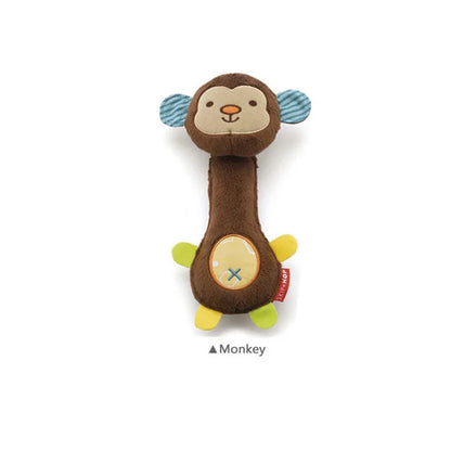 Premium Plush Squeaky Dog Toys for Small Pets - Cartoon Dinosaur, Deer, and Monkey Designs