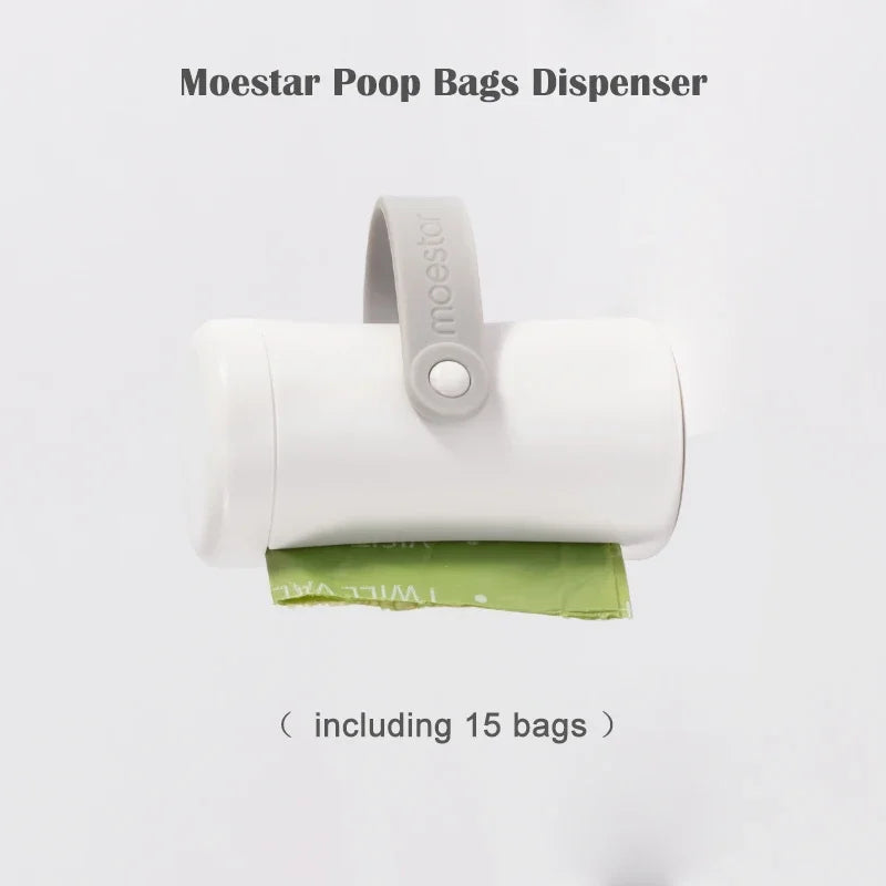 Pet Leash Accessory: Poop Bag Dispenser with Extension Belt for Two Replaceable Bags for Convenient Pet Walking - Moestar