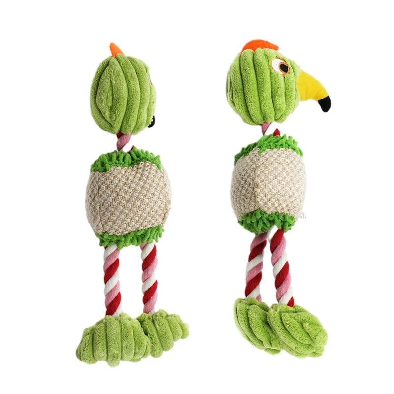 Interactive Plush Dog Toys - Bird Shaped Squeaky Chew Ropes for Small and Large Pets