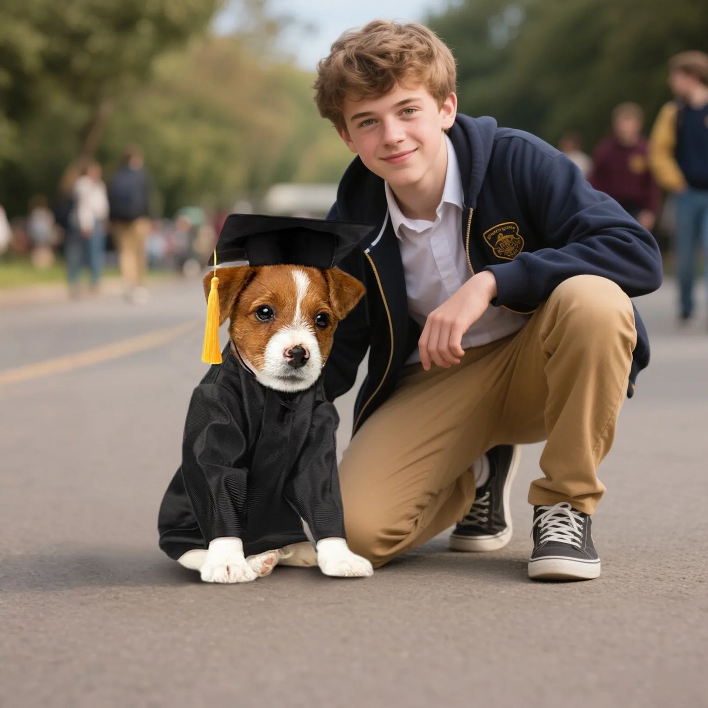 Pet Graduation Costume Set with Adjustable Hat and Tassel for Cats and Dogs
