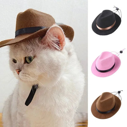 Western Cowboy Hat for Pets - Stylish Halloween Outdoor Cap for Dogs and Cats, Retro Photo Prop and Decorative Accessory