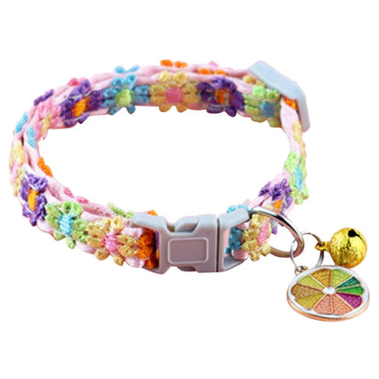 Adjustable Colorful Pet Collar with Bell and Cartoon Footprint Design for Dogs and Kittens