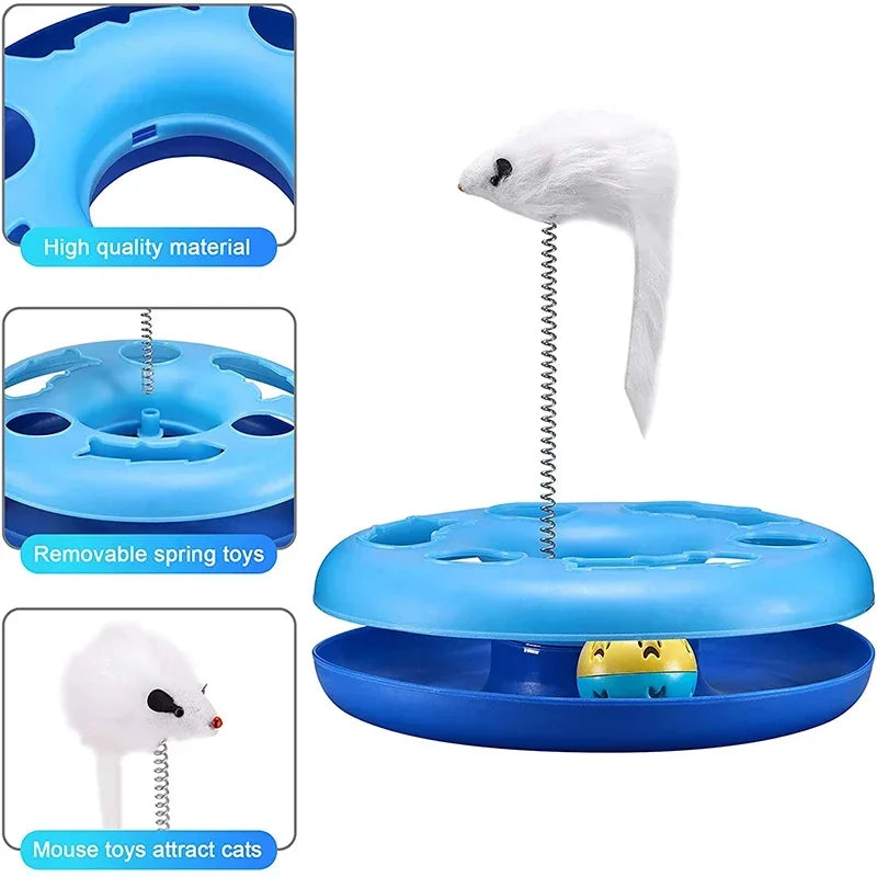 Interactive Cat Toy Roller Tracks with Catnip-Infused Spring Balls and Teaser Mouse - Ideal for Indoor Kittens