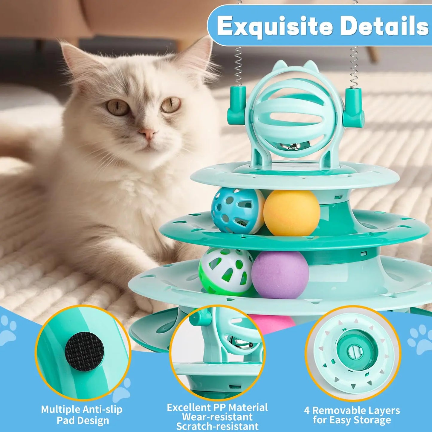 Indoor Cat Interactive Puzzle Toy with Ball Turntable and Sound Features