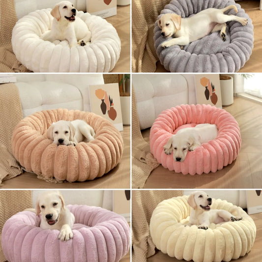 Large Round Pet Bed for Dogs and Cats, All-Season Washable Sofa Bed with Winter Warmth