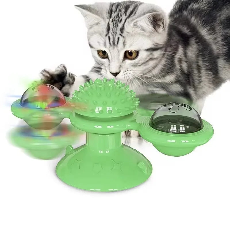 Interactive Windmill Cat Toy - Engaging Puzzle Game with Whirligig Turntable for Kittens and Dental Care Pet Supplies