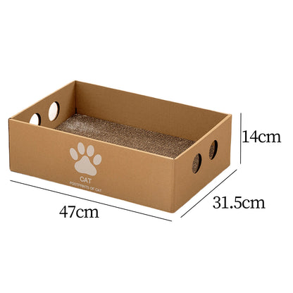 Large Cat Scratching Box - Corrugated Cardboard House and Scratcher Pad for Claw Maintenance and Furniture Protection