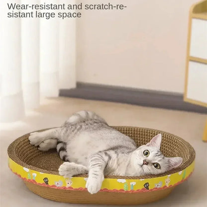 Cat Scratching Board for Furniture Protection - Oval Corrugated Paper Claw Grinding Toy and Cat Nest Accessories