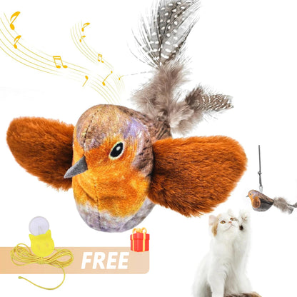 Interactive Indoor Cat Toy with Sounding Catnip Birds - Wall Hanging Teaser for Engaging Play