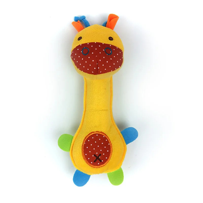 Premium Plush Squeaky Dog Toys for Small Pets - Cartoon Dinosaur, Deer, and Monkey Designs