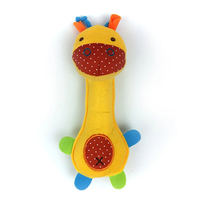 Premium Plush Squeaky Dog Toys for Small Pets - Cartoon Dinosaur, Deer, and Monkey Designs