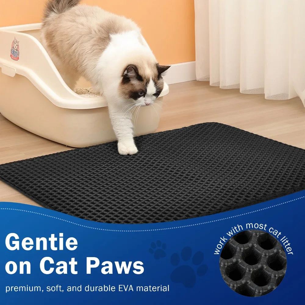 70x120cm Waterproof Double Layer Cat Litter Mat - Effective Litter Trapping and Cleaning Pad for Cats