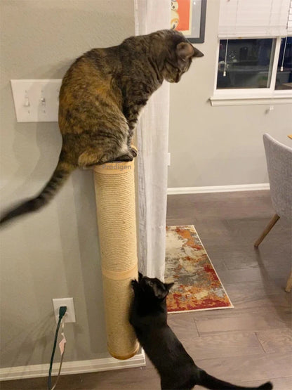 Wall-Mounted Cat Scratching Post with Wood Construction - Indoor Cat Scratcher Tower and Accessories