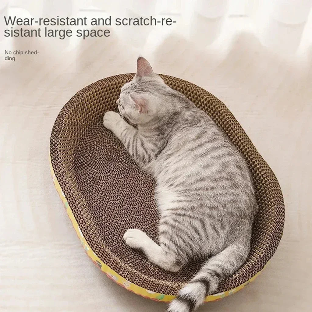 Cat Scratching Board for Furniture Protection - Oval Corrugated Paper Claw Grinding Toy and Cat Nest Accessories