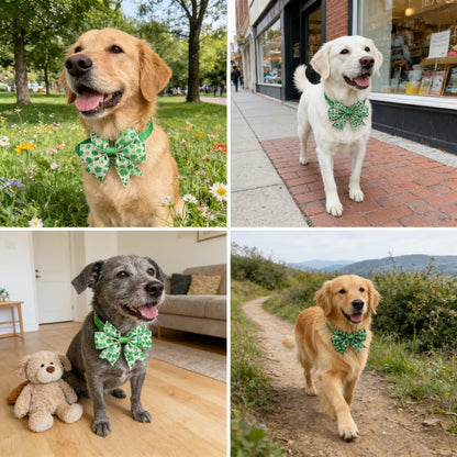 3-Piece St. Patrick's Day Pet Accessories Set - Cat and Dog Collars with Clover Ties