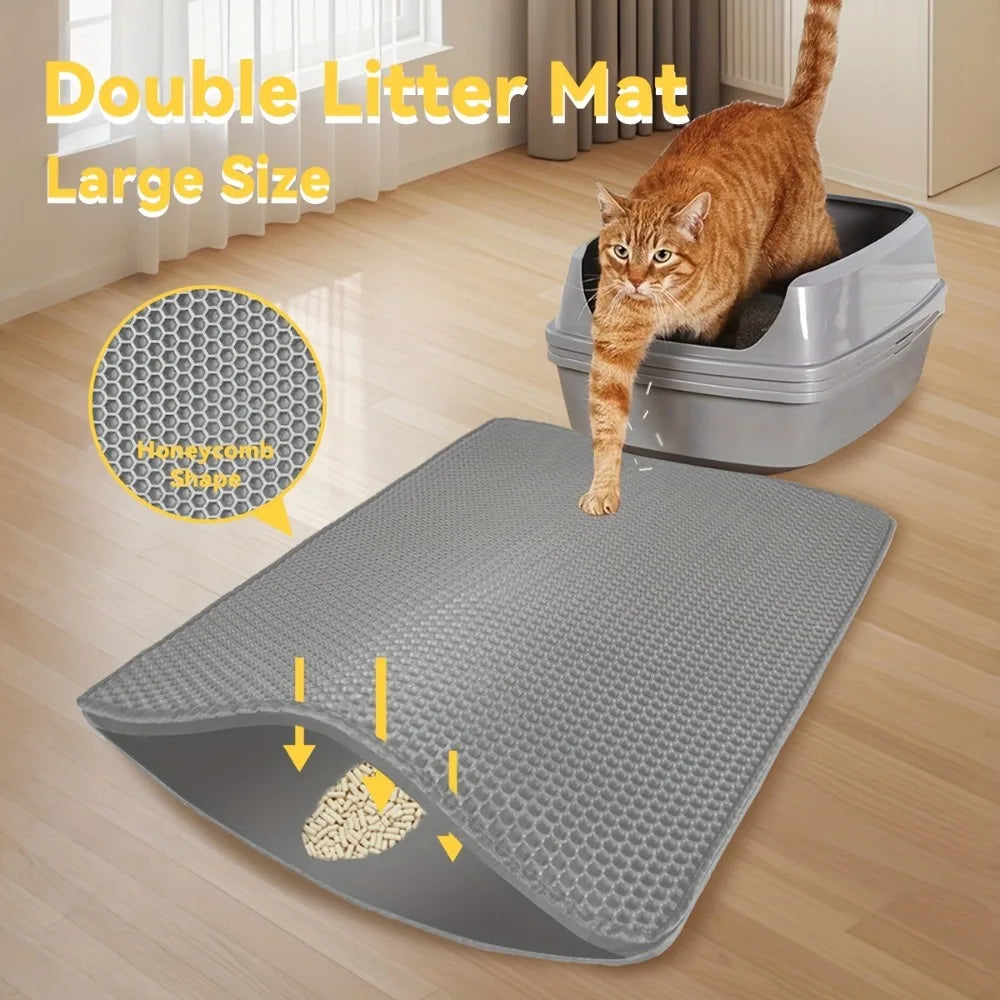 70x120cm Waterproof Double Layer Cat Litter Mat - Effective Litter Trapping and Cleaning Pad for Cats
