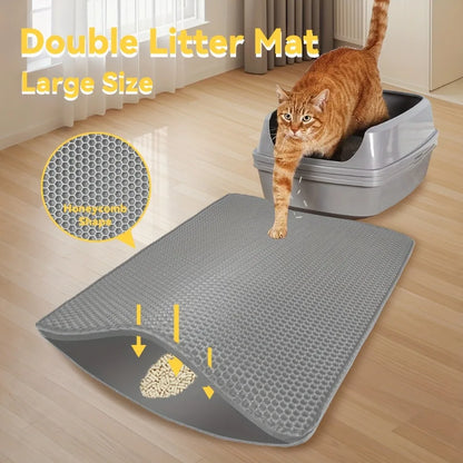 70x120cm Waterproof Double Layer Cat Litter Mat - Effective Litter Trapping and Cleaning Pad for Cats
