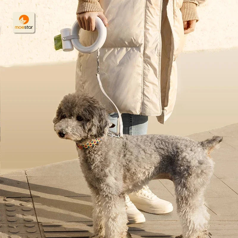 Pet Leash Accessory: Poop Bag Dispenser with Extension Belt for Two Replaceable Bags for Convenient Pet Walking - Moestar