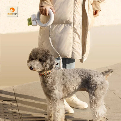 Pet Leash Accessory: Poop Bag Dispenser with Extension Belt for Two Replaceable Bags for Convenient Pet Walking - Moestar